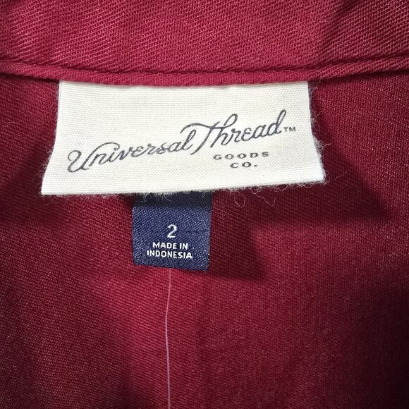 Universal thread Womens Short Sleeve Cotton Jumpsuit Boilersuit Burgundy Size 2 - Picture 4 of 8